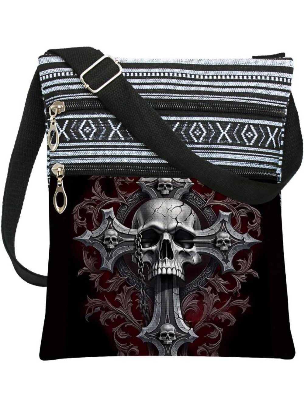 🎃Women's Gothic Skull Cross Halloween Sling Themed Print Shoulder Crossbody Bag